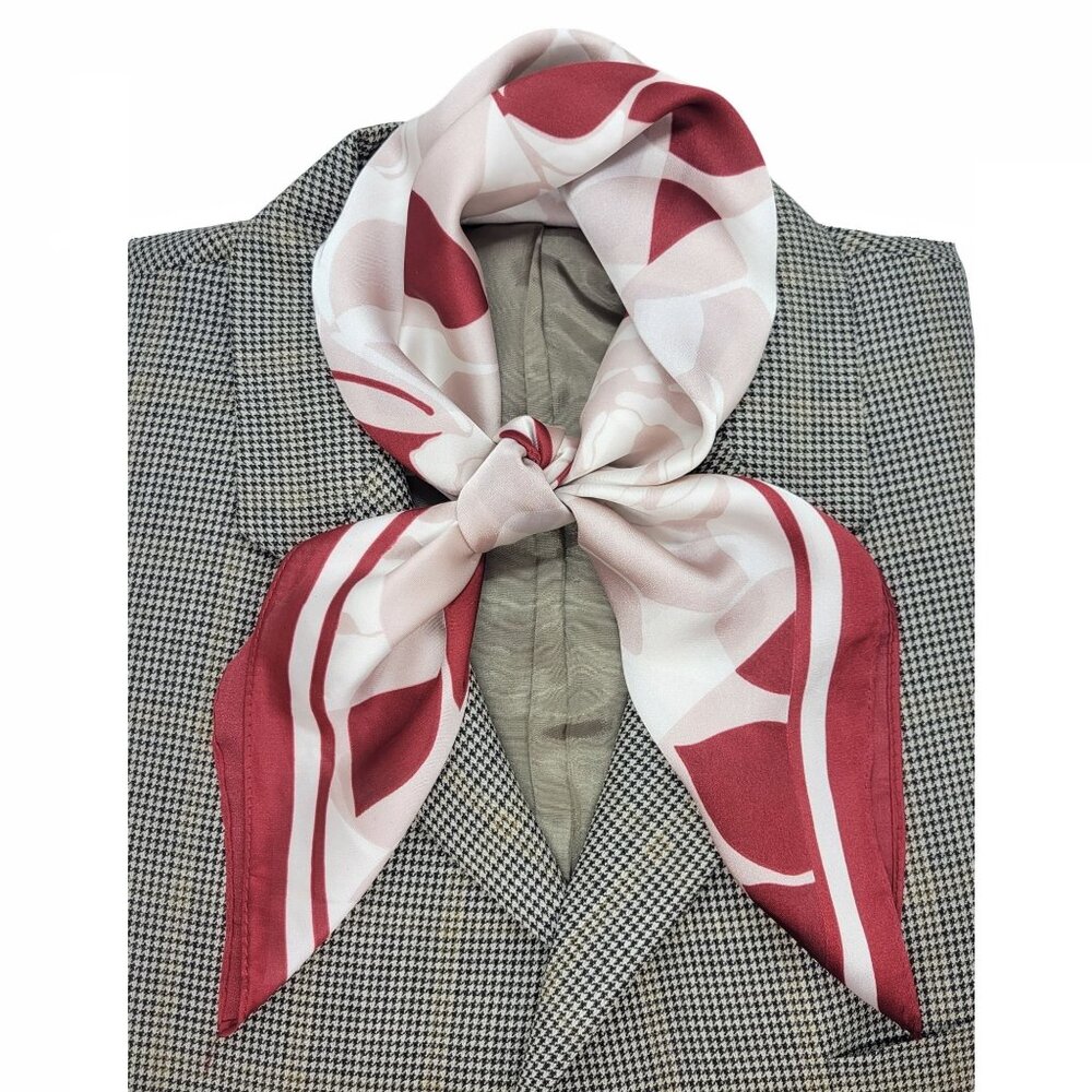 Luxury Silk Feel Scarf Pink White Black Abstract Geometric Floral Square Bandana